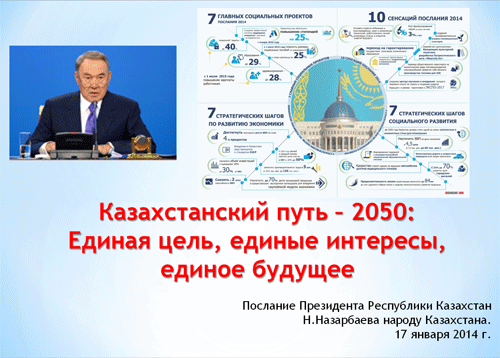 Презентация  «Казахстанский путь — 2050: Единая цель, единые интересы, единое будущее»