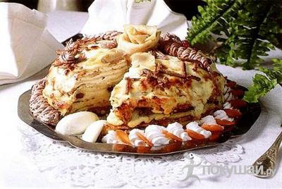 Казахский пирог из блинчиков